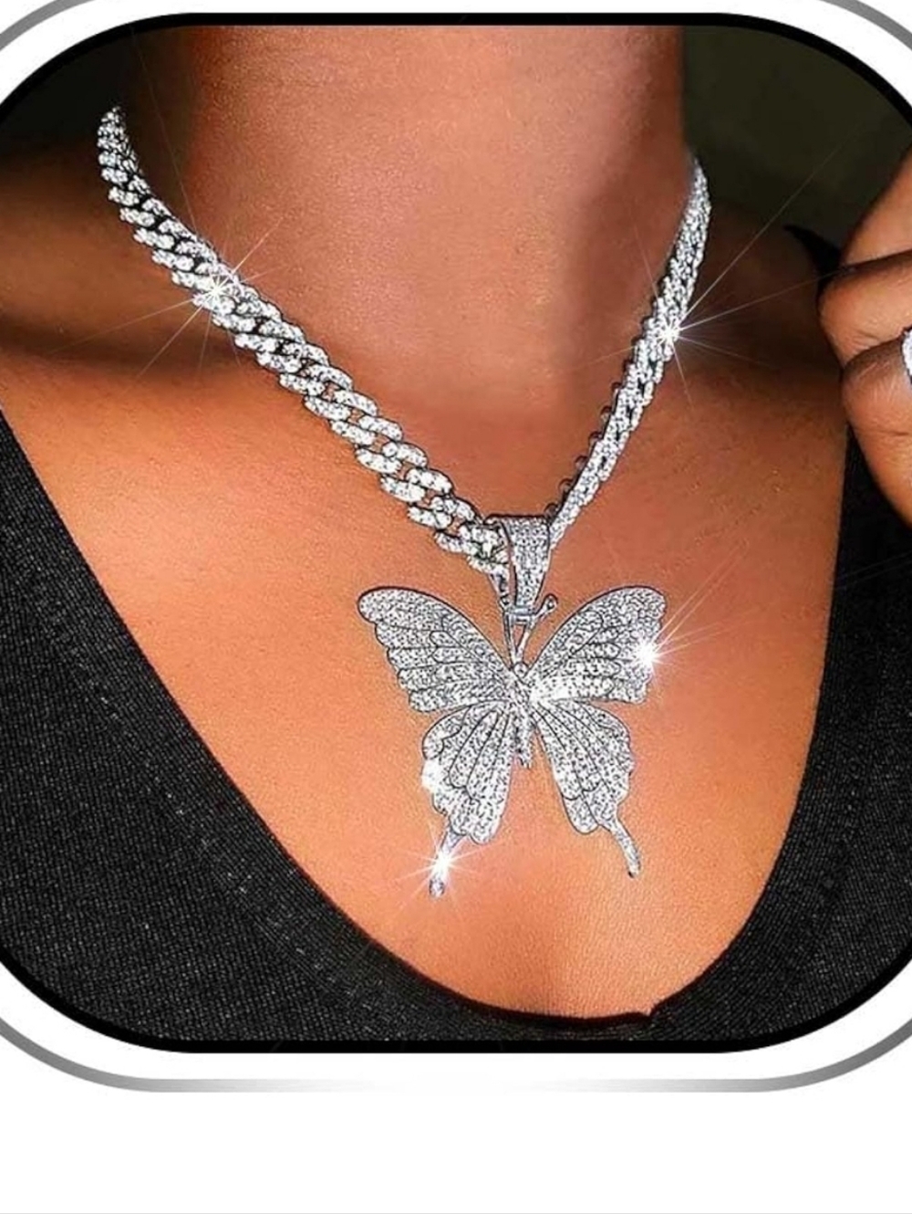 Silver Butterfly Pendant Necklace - Silver